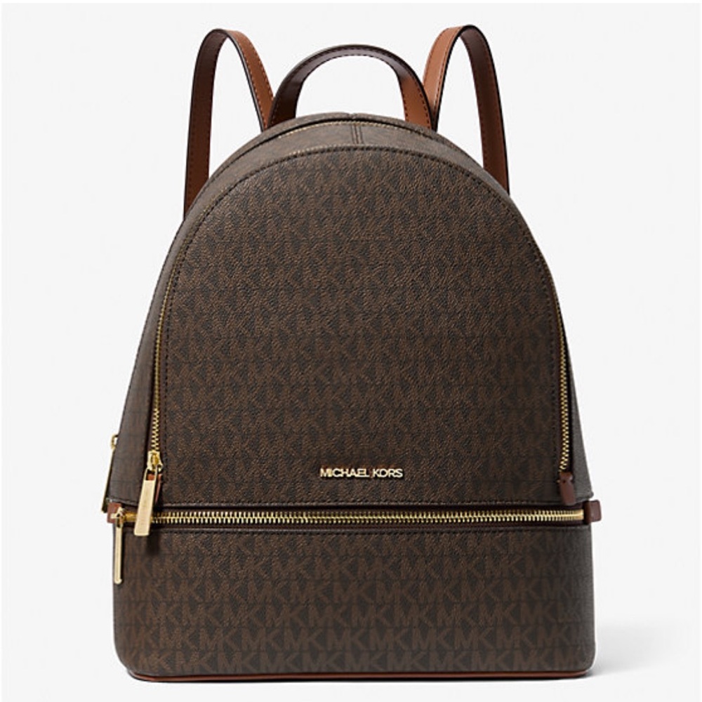 Michael Kors Brown Backpack with Gold Accents